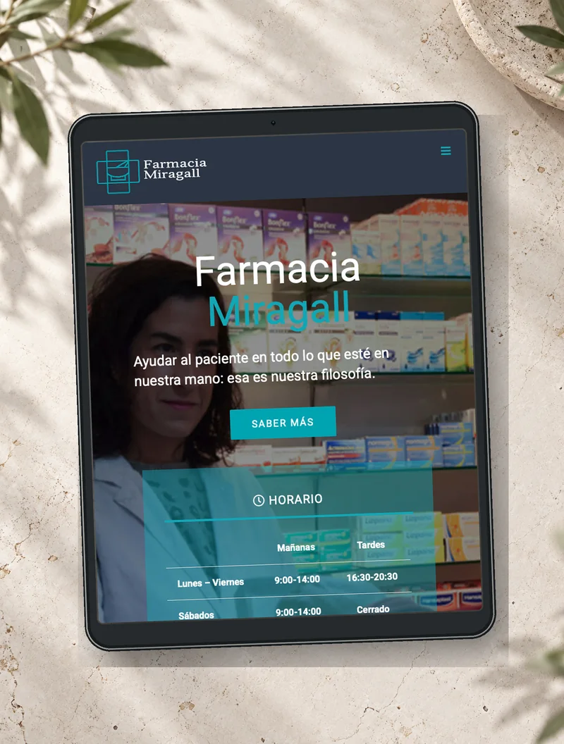 web de Farmacia Miragall en Valencia, diseñada por Sergio Zeus