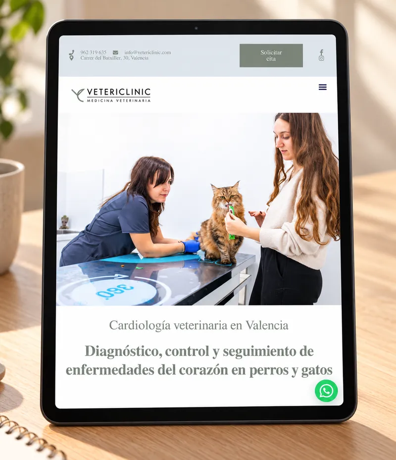 web de Vetericlinic, clínica veterinaria en Valencia